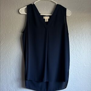 Adrienne Vittadini Navy V-Neck Blouse